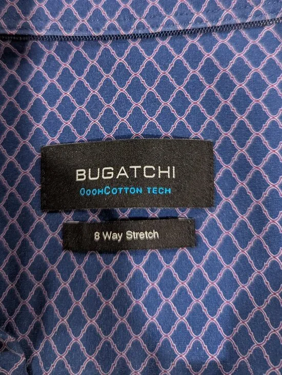 Men’s Bugatchi OoohCotton Button Down Stretch Performance Shirt Sz L - Picture 5 of 6